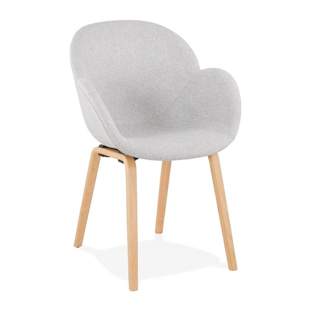 Alterego - Chaise design avec accoudoirs 'SAMY' en tissu gris clair style scandinave - Chaises