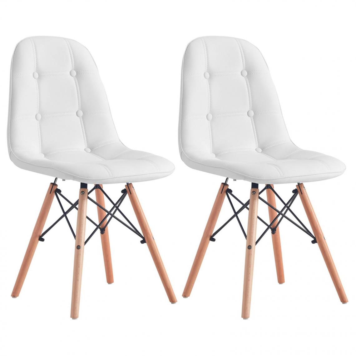 Idimex - Lot de 2 chaises CESAR, en synthétique blanc - Chaises