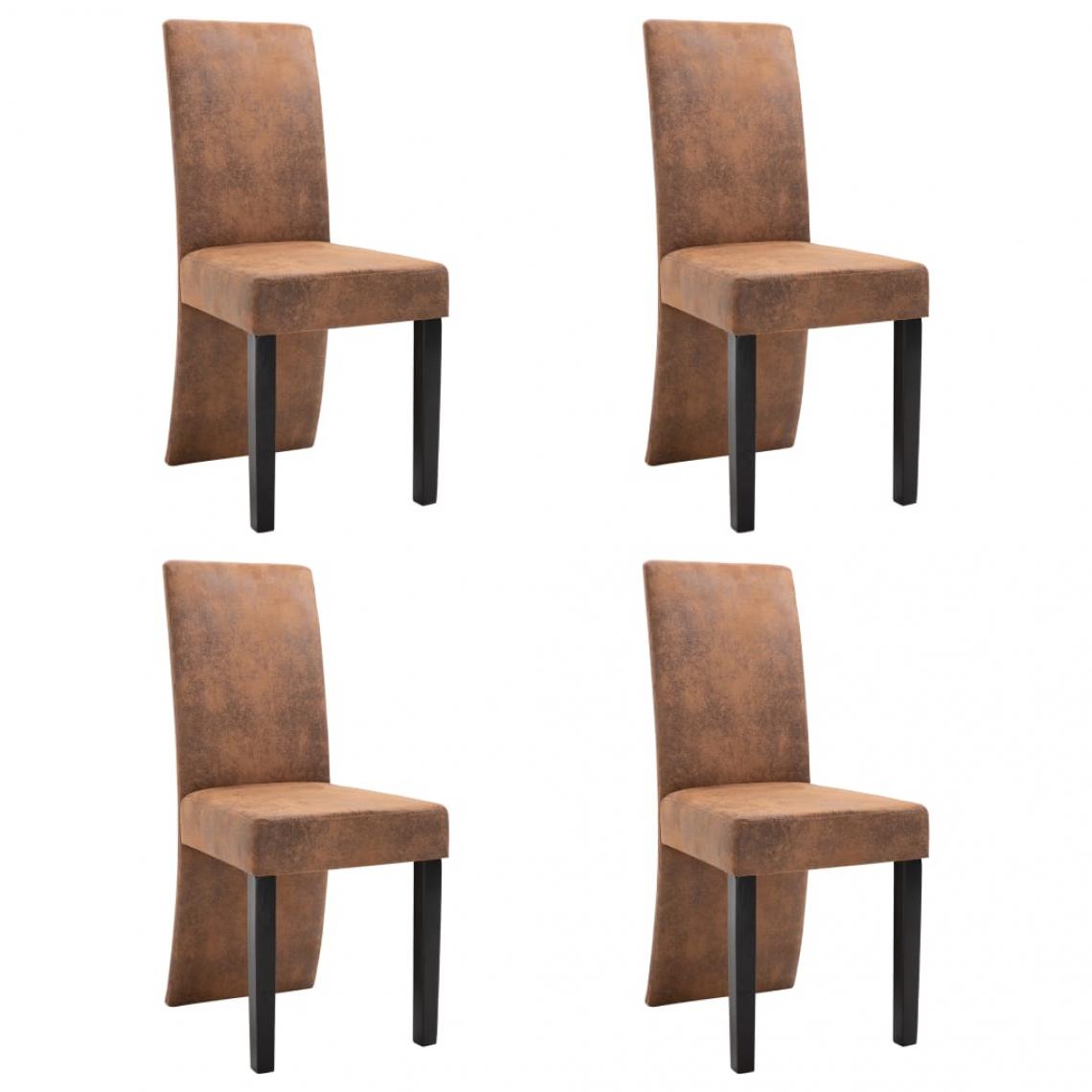 Decoshop26 - Lot de 4 chaises de salle à manger cuisine design moderne similicuir daim marron CDS021731 - Chaises