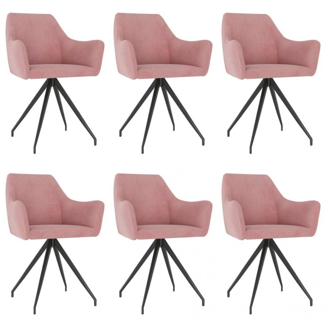 Decoshop26 - Lot de 6 chaises de salle à manger cuisine design moderne velours rose CDS022790 - Chaises