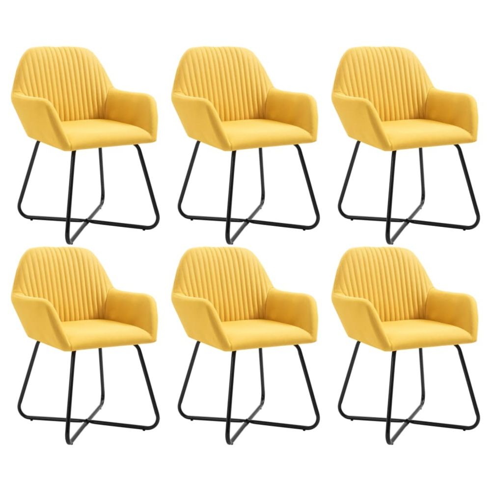 marque generique - Moderne Fauteuils et chaises gamme Dublin Chaises de salle à manger 6 pcs Jaune Tissu - Chaises