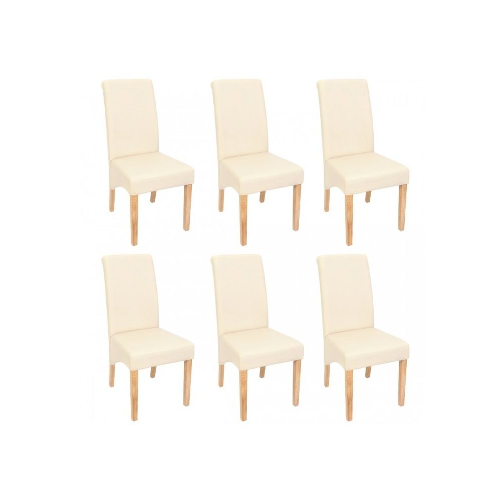 Decoshop26 - Set de 6 chaises de salle à manger en simili-cuir crème mat pieds clairs CDS04226 - Chaises