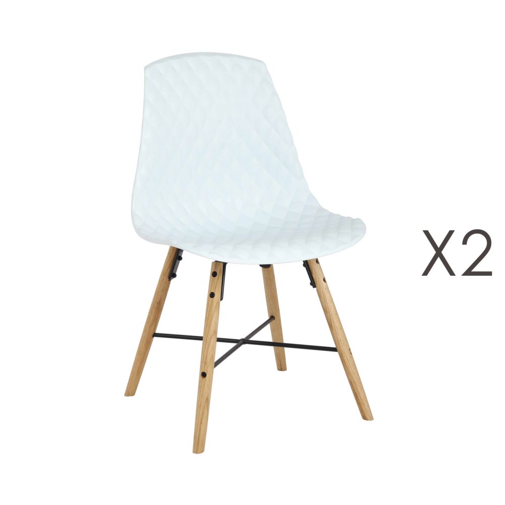 marque generique - Lot de 2 chaises repas capitonées blanc - ANATOLINE - Chaises
