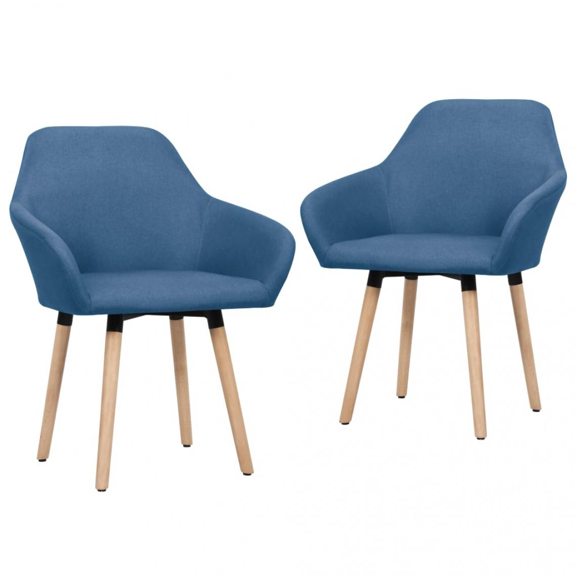 Decoshop26 - Lot de 2 chaises de salle à manger cuisine design moderne tissu bleu CDS020243 - Chaises