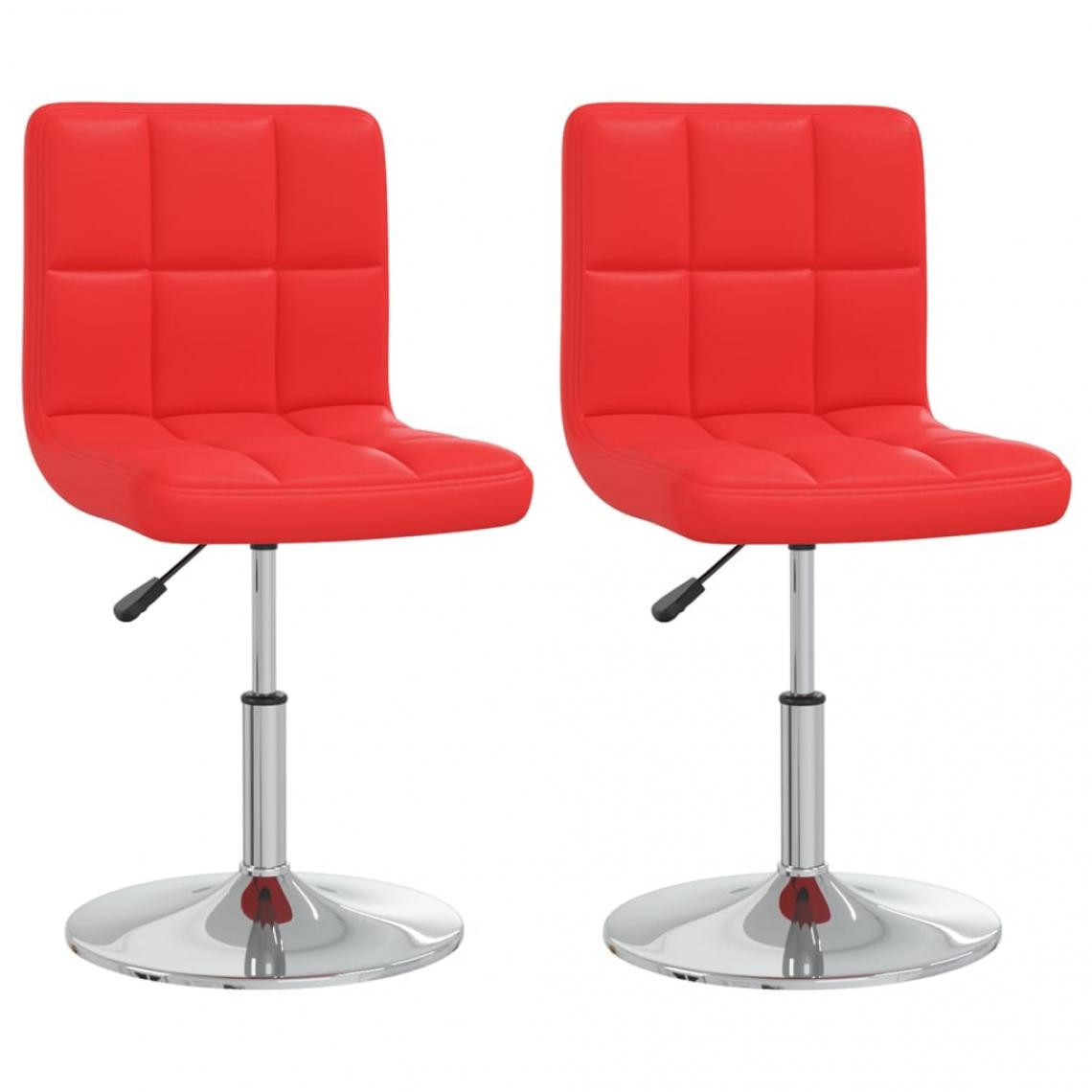 Decoshop26 - Lot de 2 chaises de salle à manger cuisine design contemporain similicuir rouge CDS021027 - Chaises