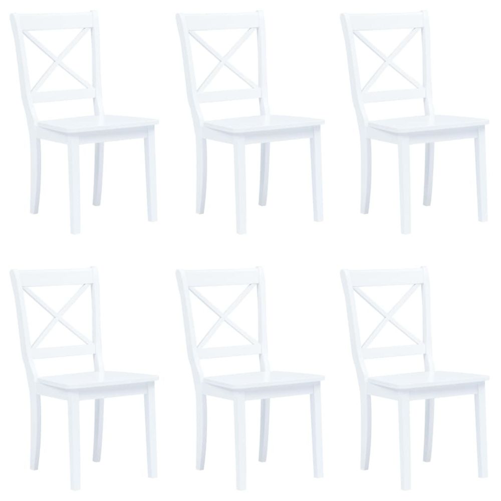Uco - UCO 6 pcs Chaises de salle à manger Blanc Bois d'hévéa massif - Chaises