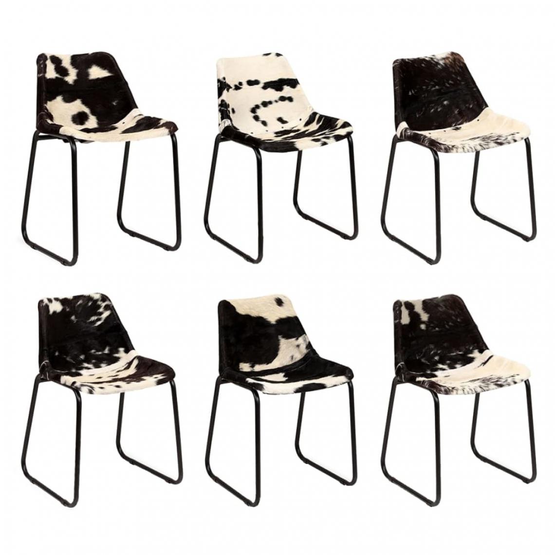 Decoshop26 - Lot de 6 chaises de salle à manger cuisine en cuir véritable de chèvre CDS022107 - Chaises