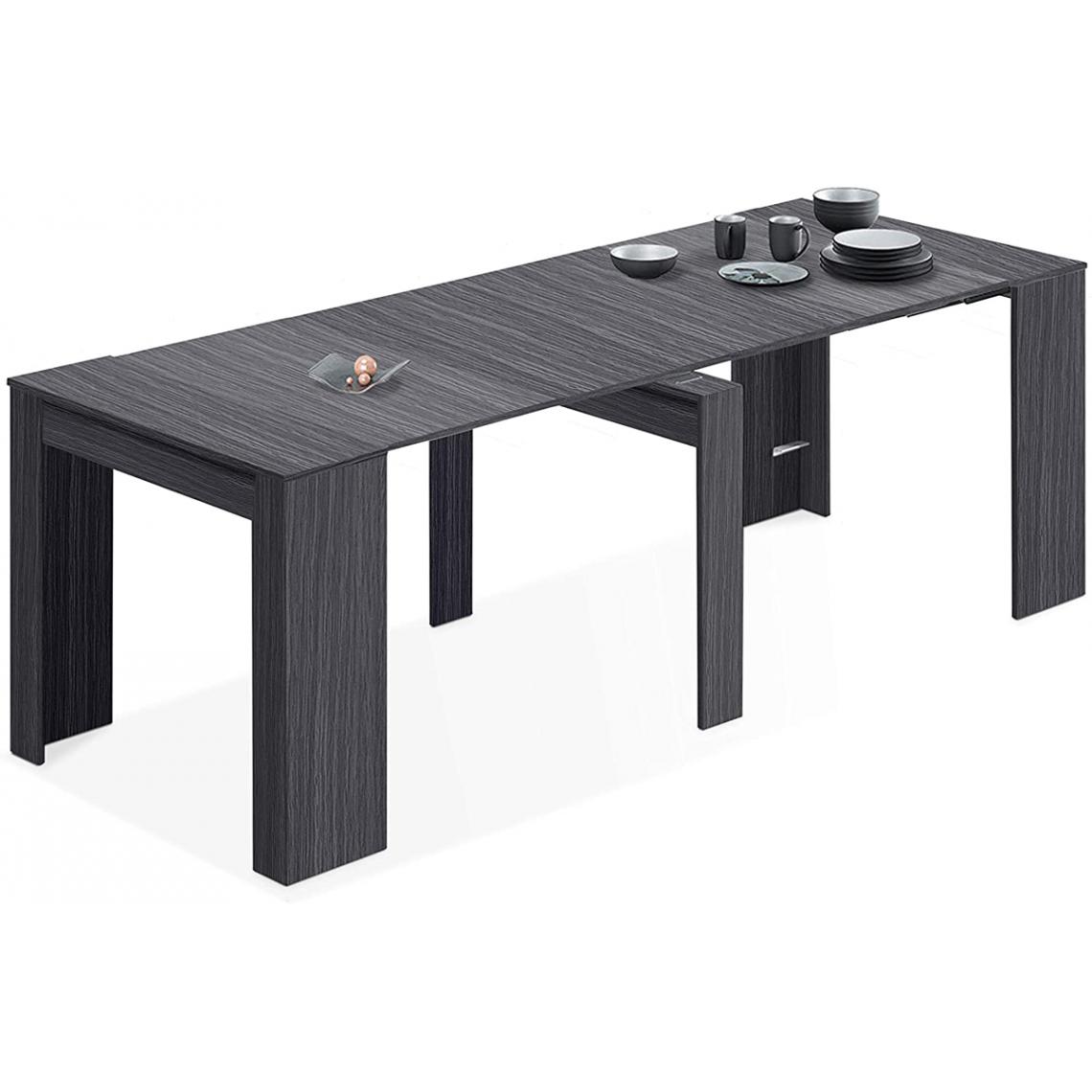 Pegane - Table à manger extensible coloris gris foncé - Profondeur 90 x Hauteur 78 x longueur 51-237 cm - Tables à manger