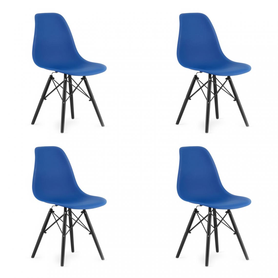 Hucoco - OSATA - Lot de 4 chaises en PP style moderne salon/cuisine - 81x54x46 cm - Chaise de salle à manger - Bleu - Chaises