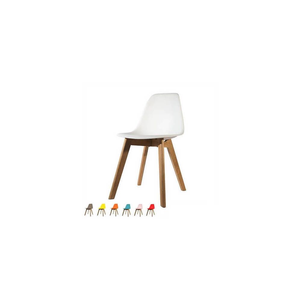 Mathi Design - POP - Chaise couleur pieds bois - Chaises