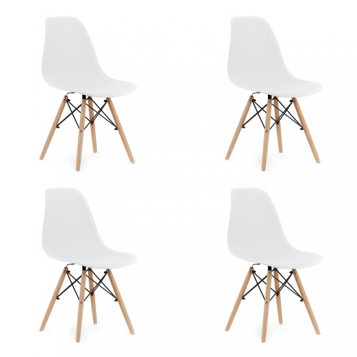 Hucoco - OSATA - Lot de 4 chaises en PP style moderne salon/cuisine - 81x54x46 cm - Chaises de salle à manger - Blanc - Chaises