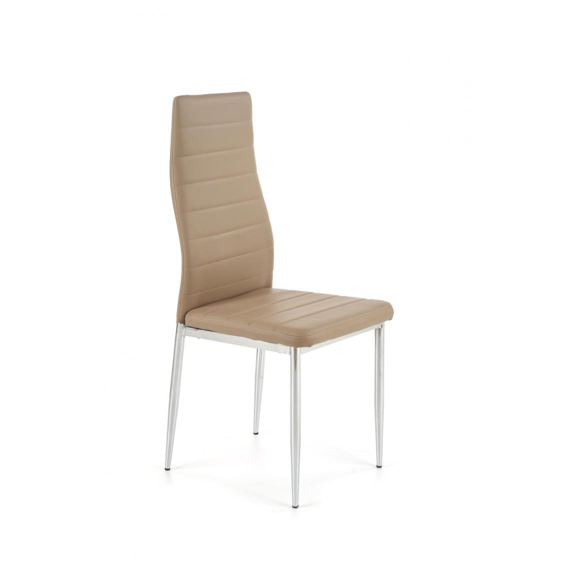Hucoco - FILIPPO - Chaise rembourrée style moderne salon/chambre - 97x49x40 - Base chromée - Meuble de salle à manger - Beige - Chaises