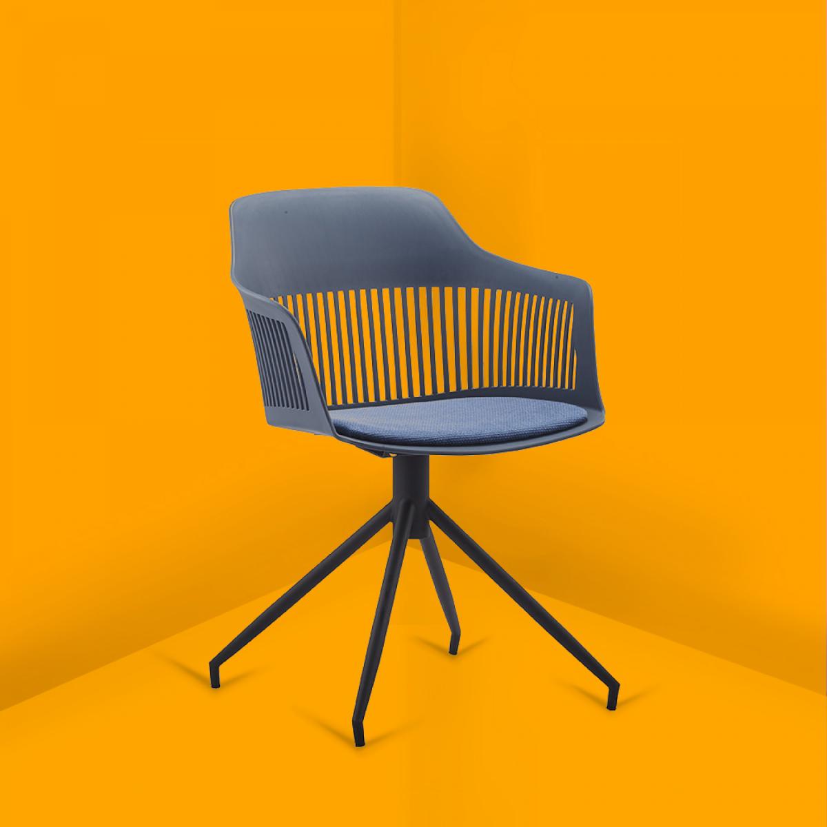 Concept Usine - Anaïs - Chaise design avec accoudoirs bleu foncé - Chaises