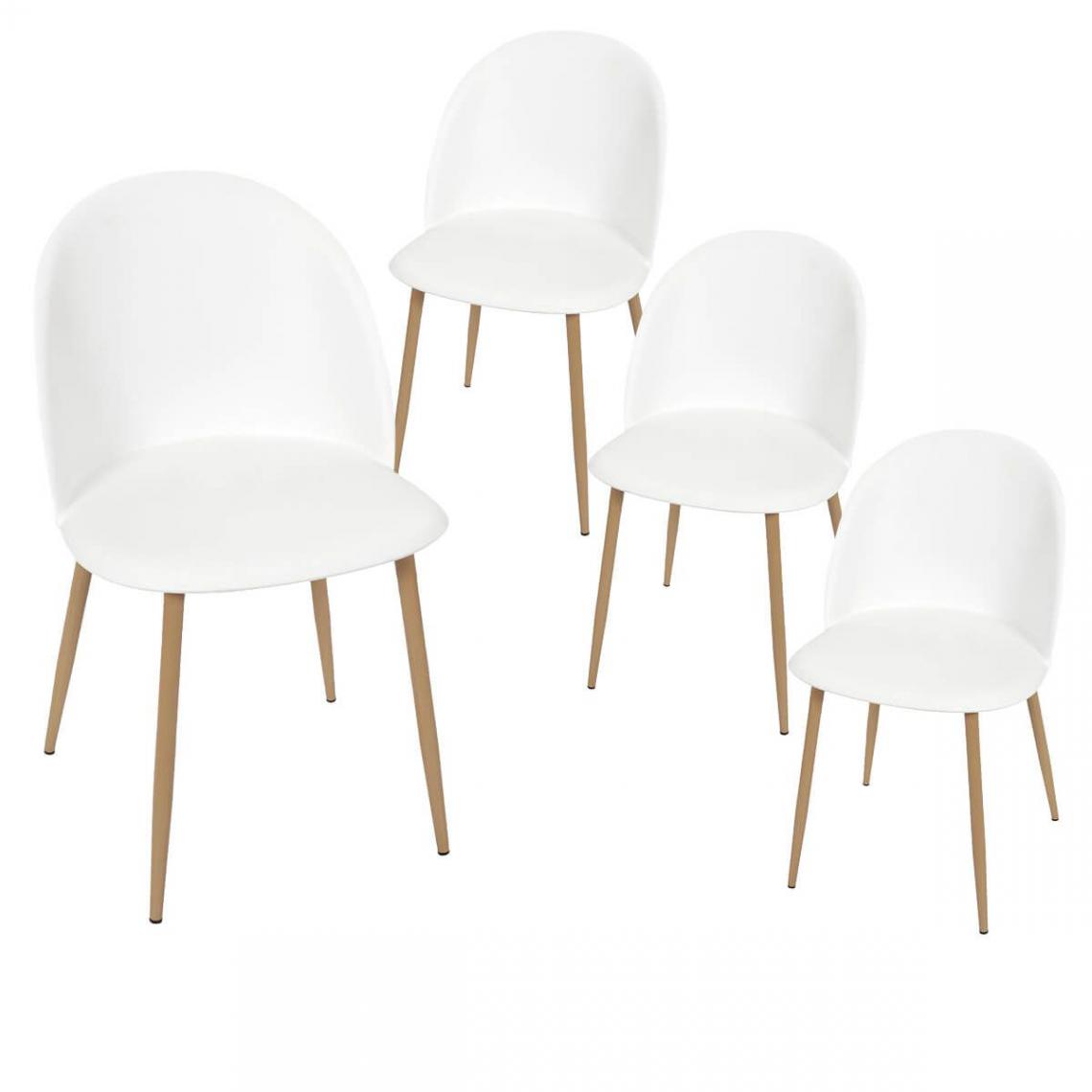 Altobuy - MADDY - Lot de 4 Chaises Scandinaves Blanches - Chaises