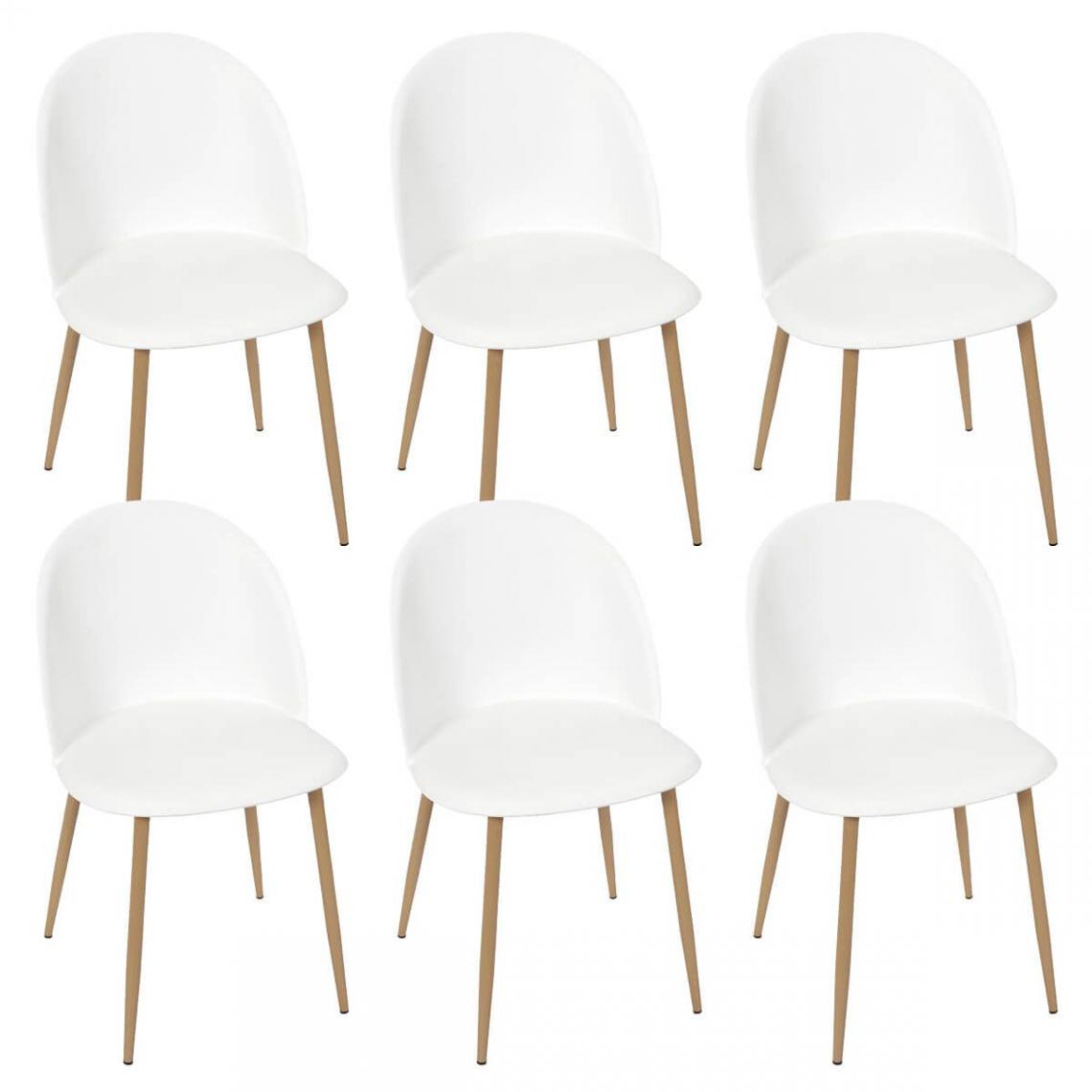 Altobuy - MADDY - Lot de 6 Chaises Scandinaves Blanches - Chaises