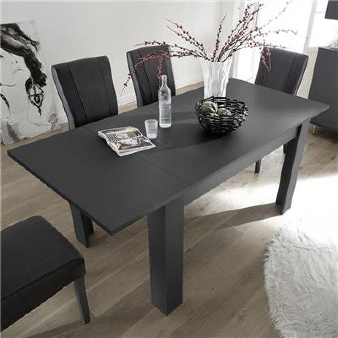 Nouvomeuble - Table avec rallonge 140 cm grise design TERAMO 2 - Tables à manger