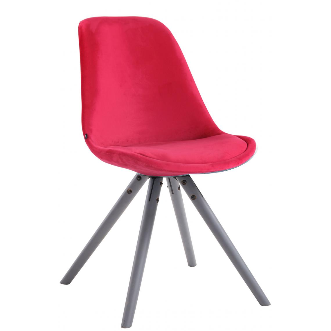 Icaverne - Superbe Chaise visiteur ronde en velours Katmandou gris couleur rouge - Chaises