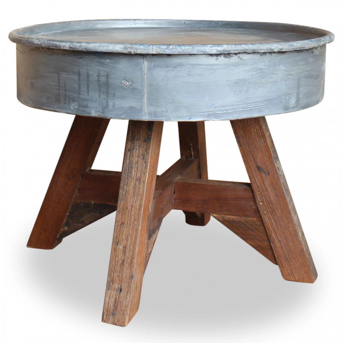 Vidaxl - vidaXL Table basse Bois de récupération massif 60 x 45 cm Argenté - Tables à manger