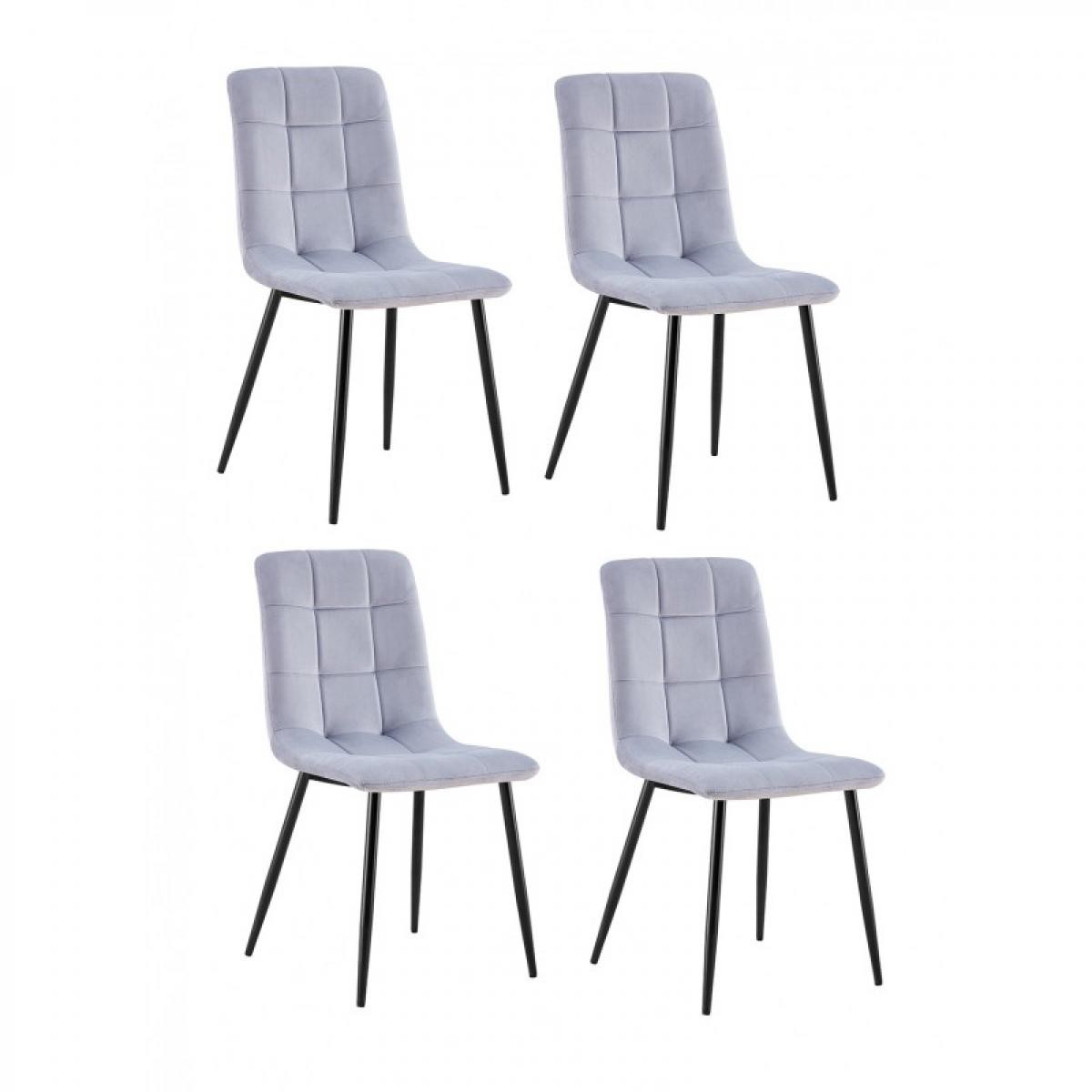 Meubletmoi - 4 chaises tissu velours gris - Louise - Chaises