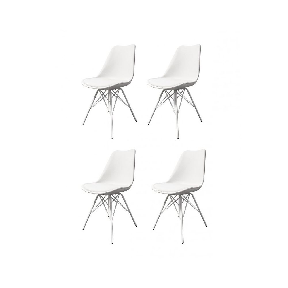 Meubletmoi - Lot 4 chaises blanches et métal style scandinave - TOMY - Chaises