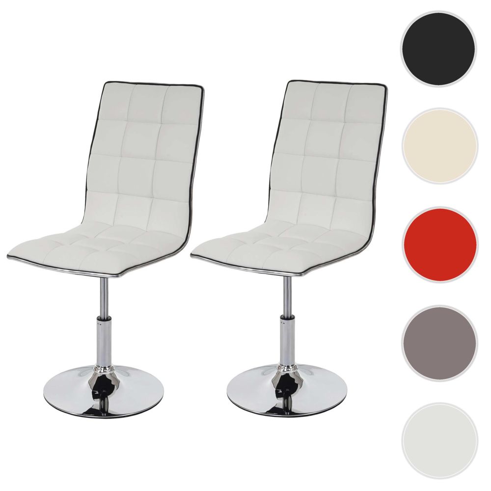 Mendler - 2x chaise de salle à manger HWC-C41, fauteuil, similicuir ~ blanc - Chaises