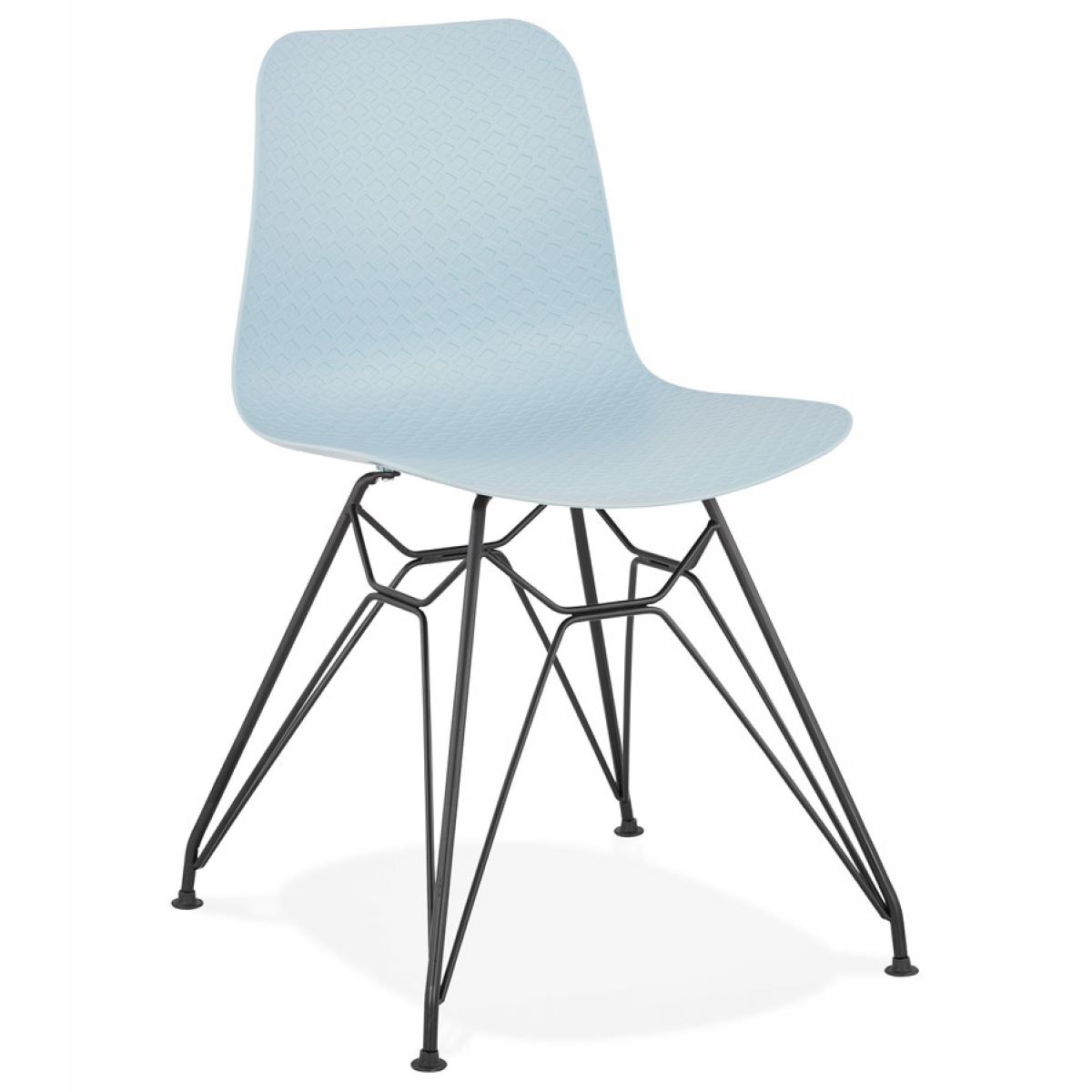 Alterego - Chaise design 'GAUDY' bleue style industriel avec pied en métal noir - Chaises