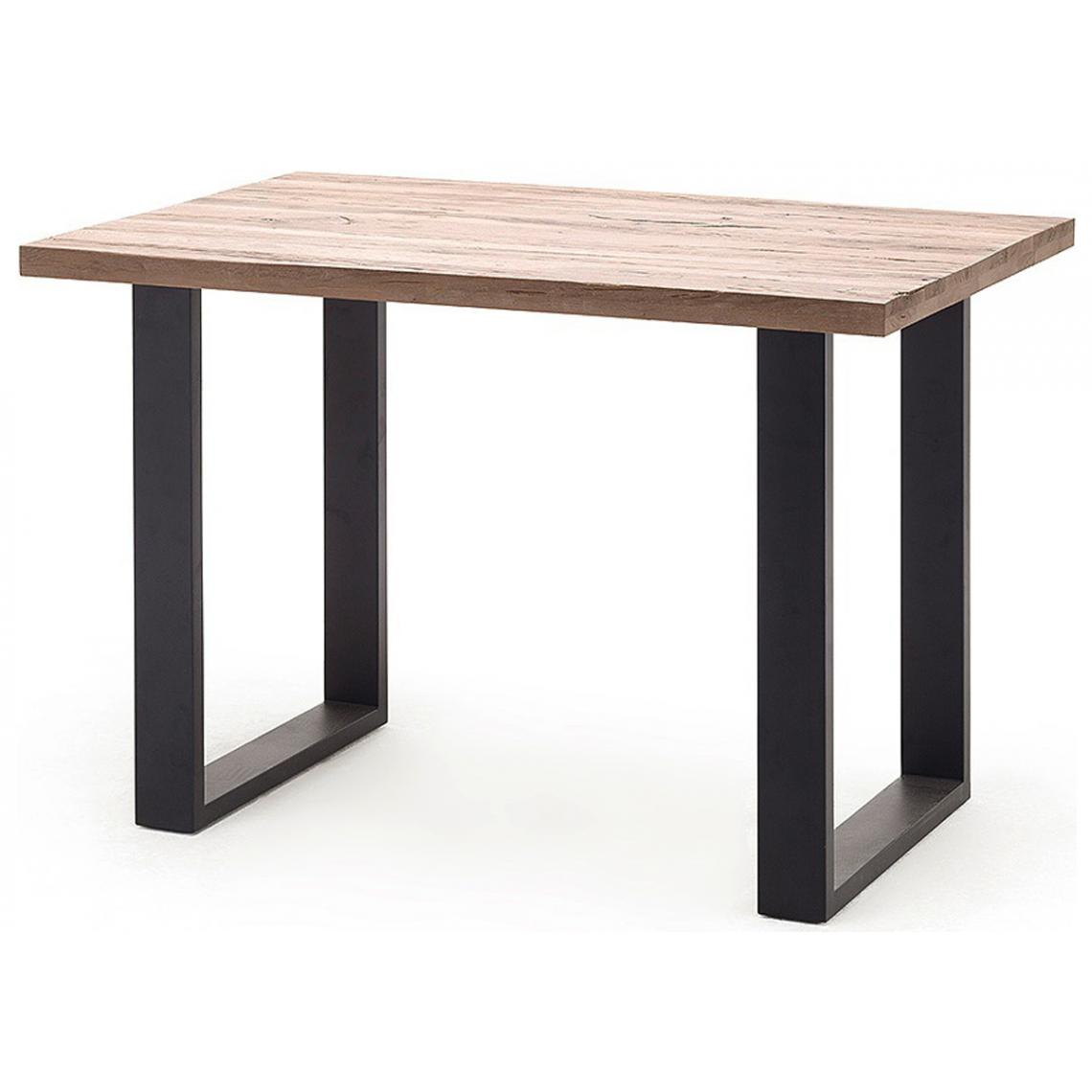 Pegane - Table haute en chêne cérusé et métal laqué anthracite - Longueur 160 x Hauteur 107 x Profondeur 100 cm - Tables à manger