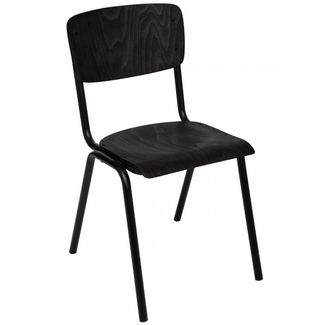 Pegane - Chaise en fer et bois coloris noir - L. 44 x l. 47,5 x H. 83 cm - Chaises