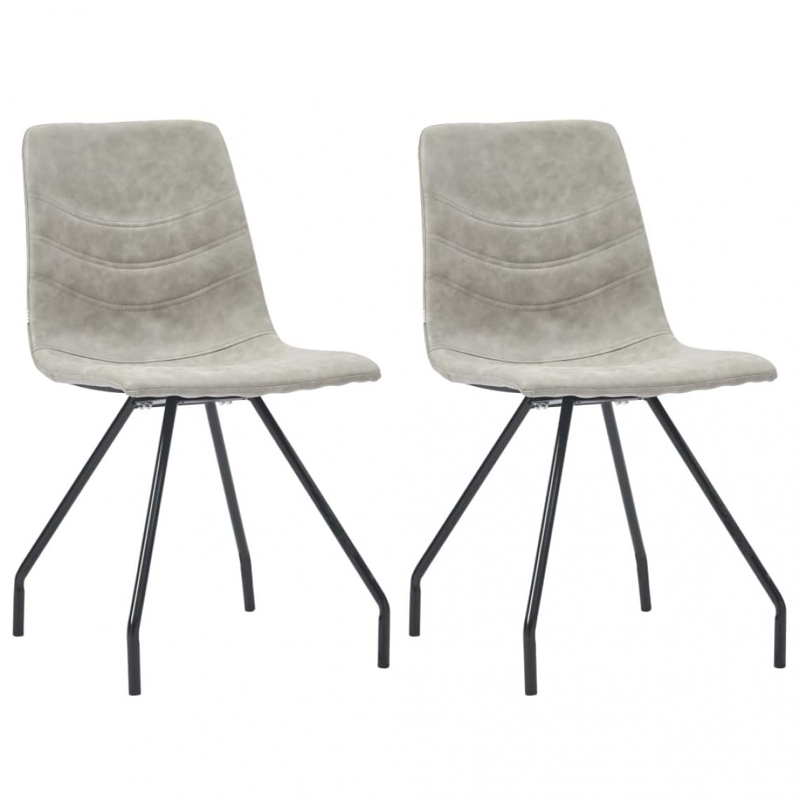 Decoshop26 - Lot de 2 chaises de salle à manger cuisine design intemporel similicuir gris CDS020580 - Chaises