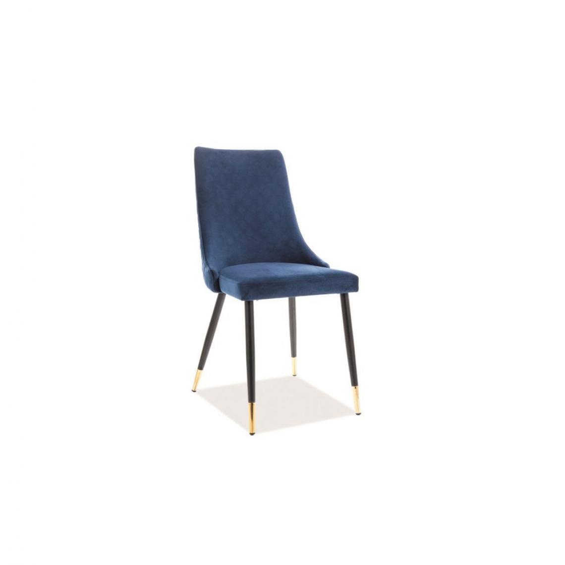Ac-Deco - Chaise en velours - Piano - L 45 cm x l 44 cm x H 92 cm - Bleu - Chaises