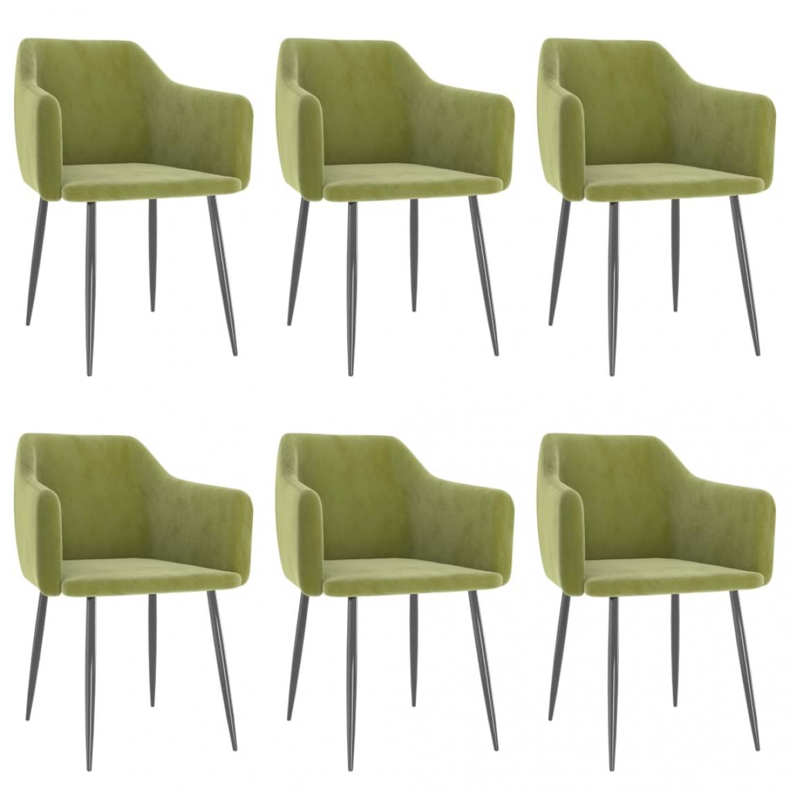 Decoshop26 - Lot de 6 chaises de salle à manger cuisine design moderne velours vert clair CDS022886 - Chaises
