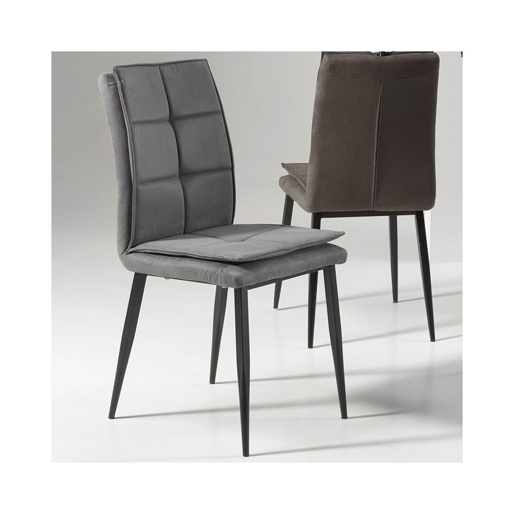 Nouvomeuble - Chaise taupe en tissu et métal moderne JULIANE (lot de 4) - Chaises