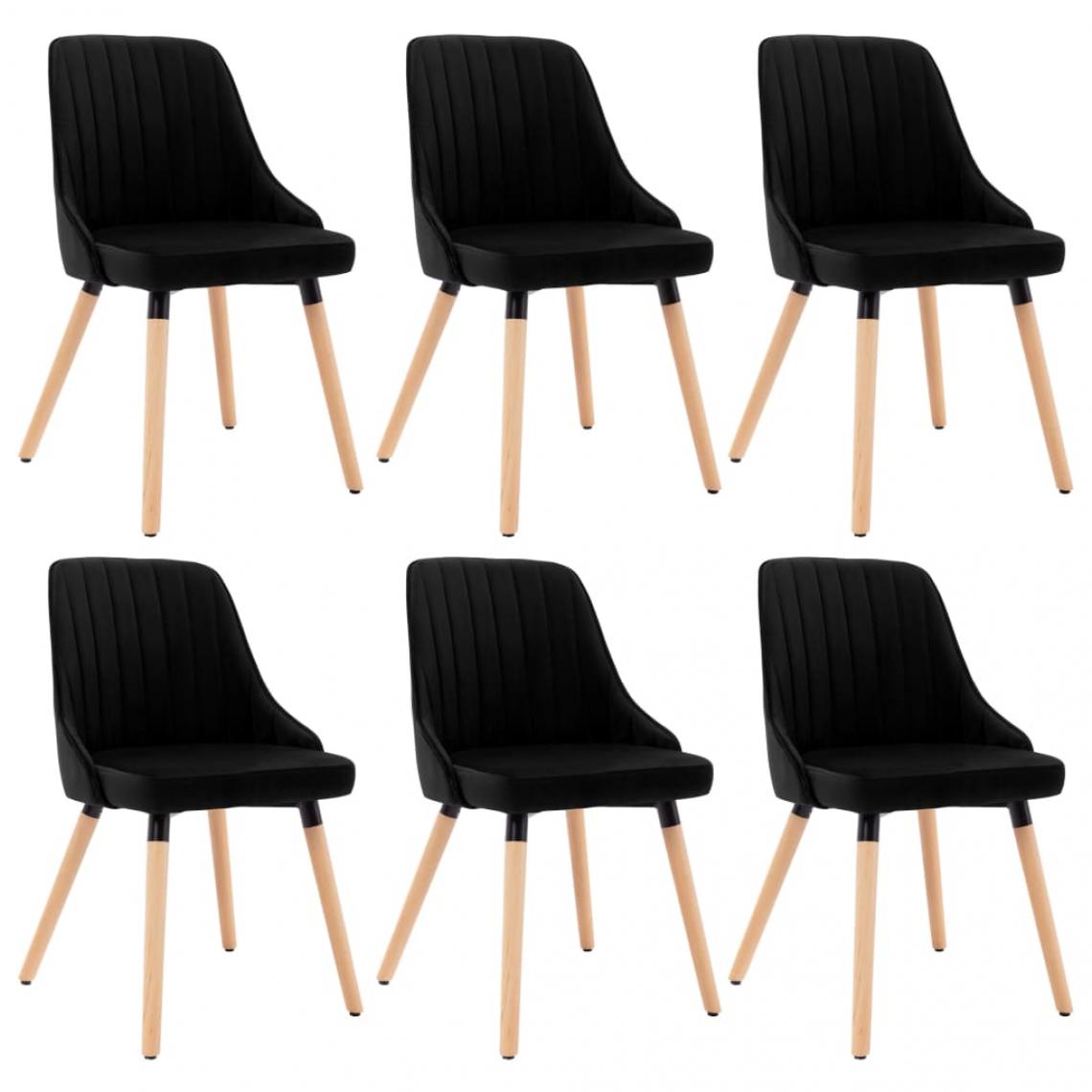 Decoshop26 - Lot de 6 chaises de salle à manger cuisine design scandinave velours noir CDS022735 - Chaises