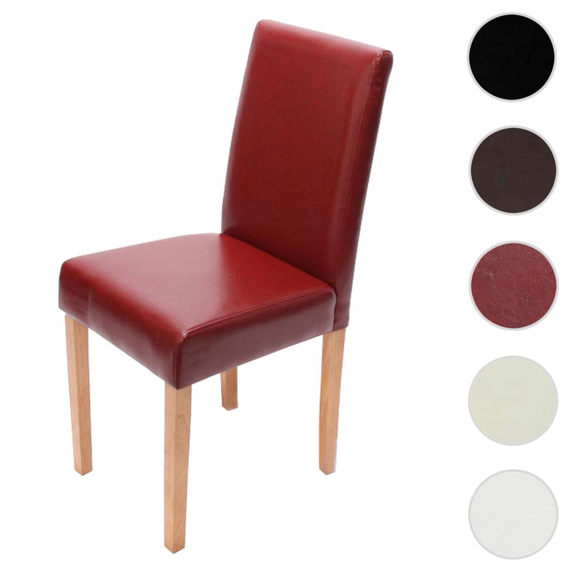 Mendler - Chaise de salle à manger Littau, chaise de cuisine, similicuir ~ rouge, pieds clairs - Chaises
