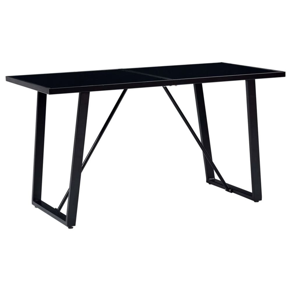 Vidaxl - vidaXL Table de salle à manger Noir 160x80x75 cm Verre trempé - Tables à manger