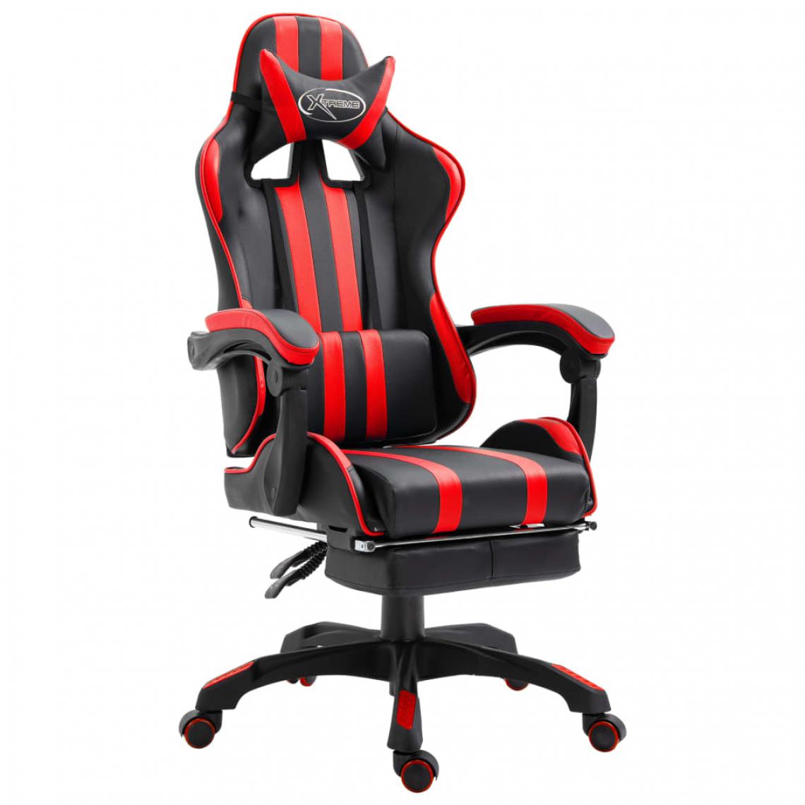 Uco - UCO Chaise de jeu avec repose-pied Rouge Similicuir - Chaises