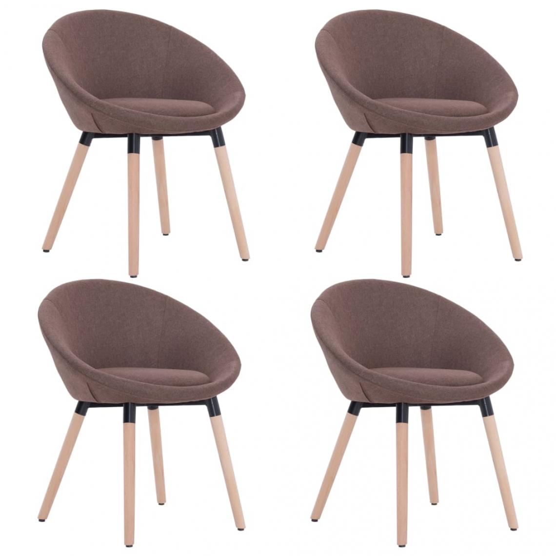 Decoshop26 - Lot de 4 chaises de salle à manger cuisine design contemporain tissu marron CDS021735 - Chaises