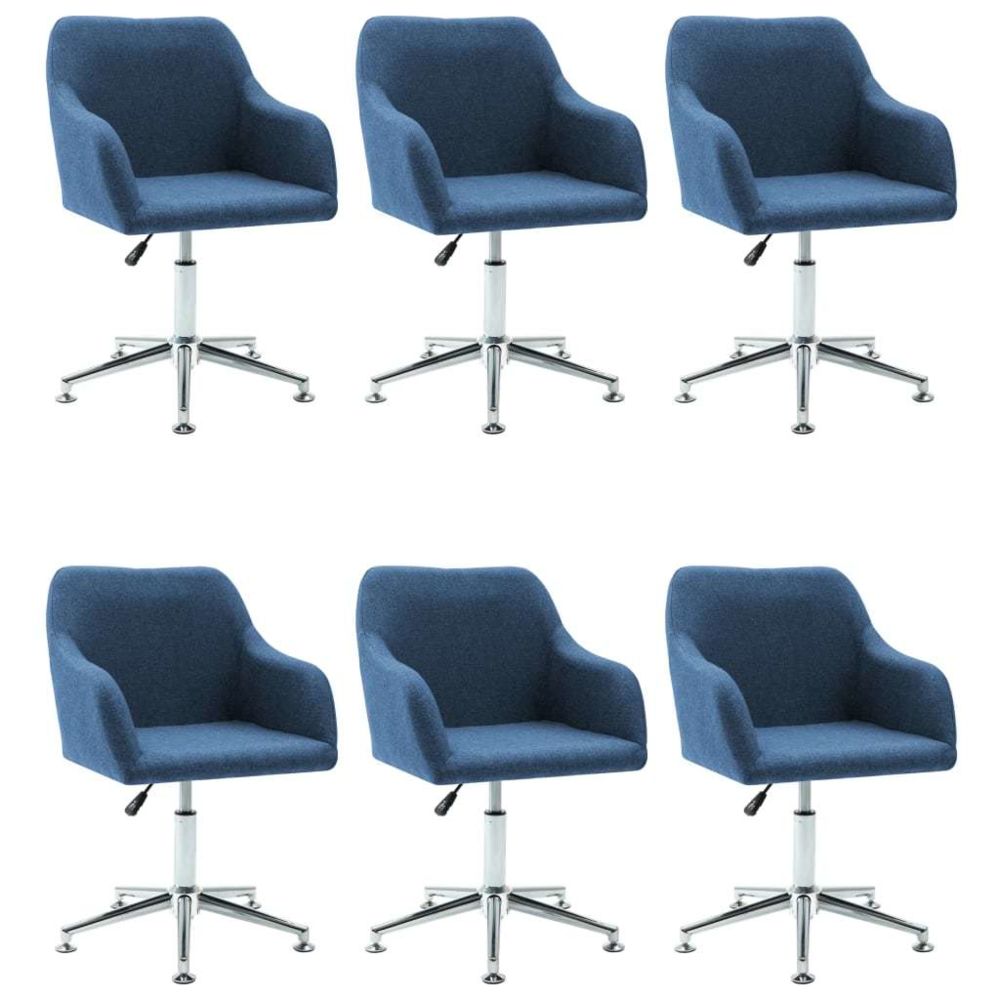 marque generique - Icaverne - Chaises de cuisine ligne 6 pcs Chaises pivotantes de salle à manger Bleu Tissu - Chaises