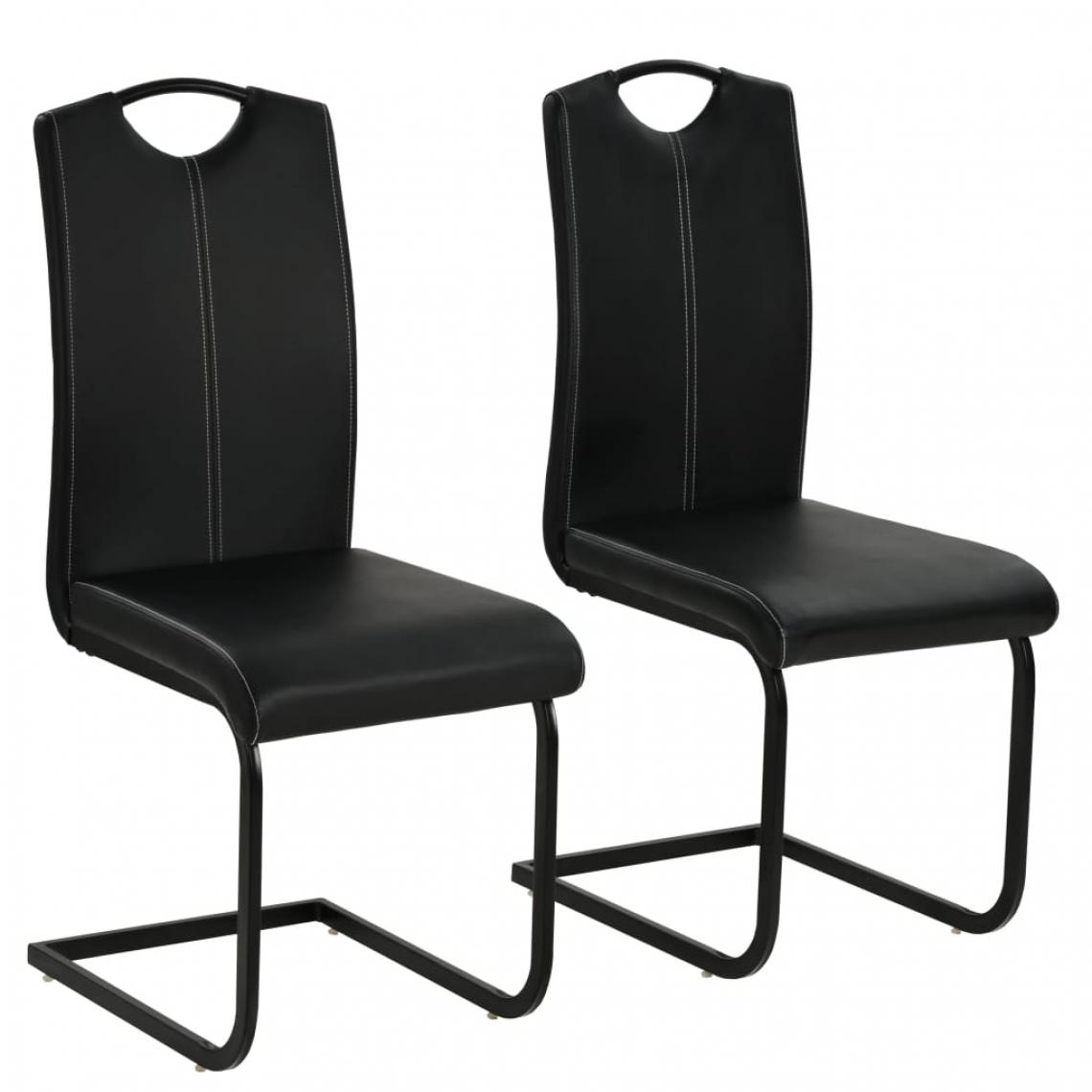Chunhelife - Chaises de salle à manger cantilever 2 pcs Noir Similicuir - Chaises