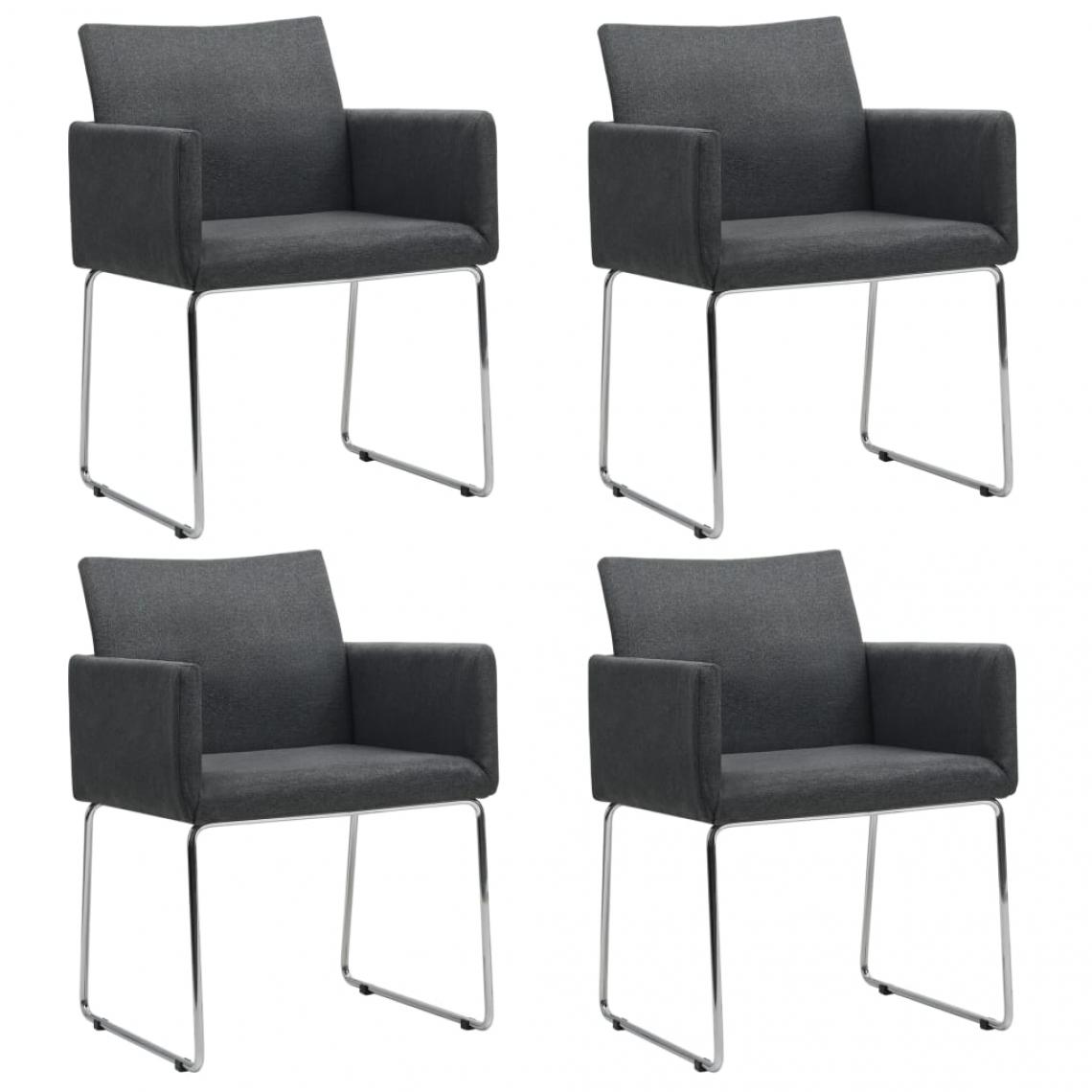 Decoshop26 - Lot de 4 chaises de salle à manger cuisine design contemporain tissu gris foncé CDS021554 - Chaises