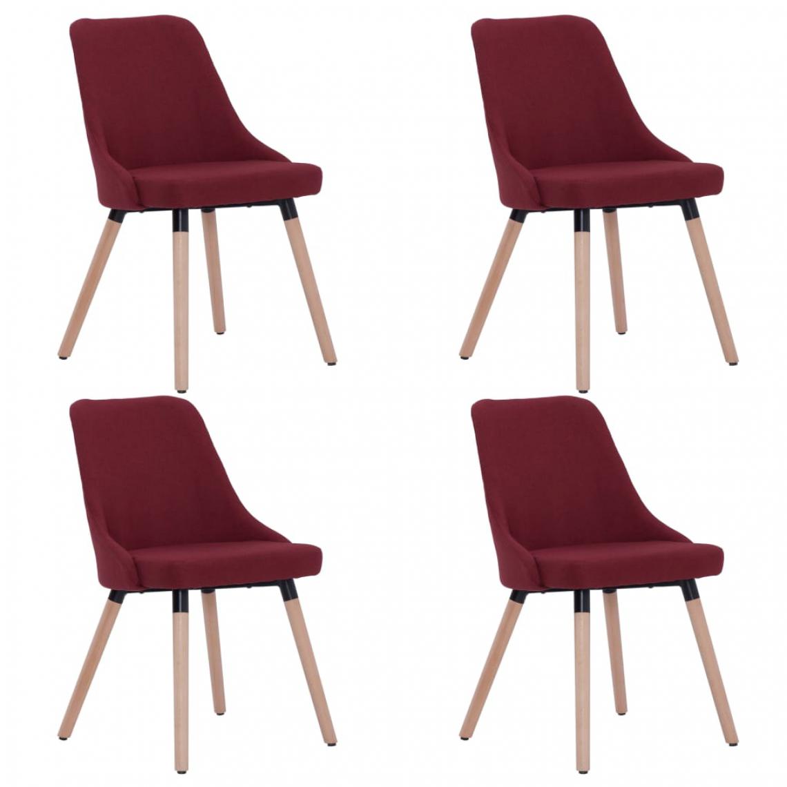 Icaverne - Icaverne - Chaises de cuisine ensemble Chaises de salle à manger 4 pcs Rouge bordeaux Tissu - Chaises