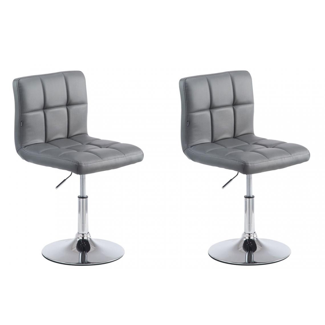 Decoshop26 - Lot de 2 chaises de salle à manger style moderne et design en similicuir gris hauteur réglable pivotant pieds en métal 10_0000226 - Chaises