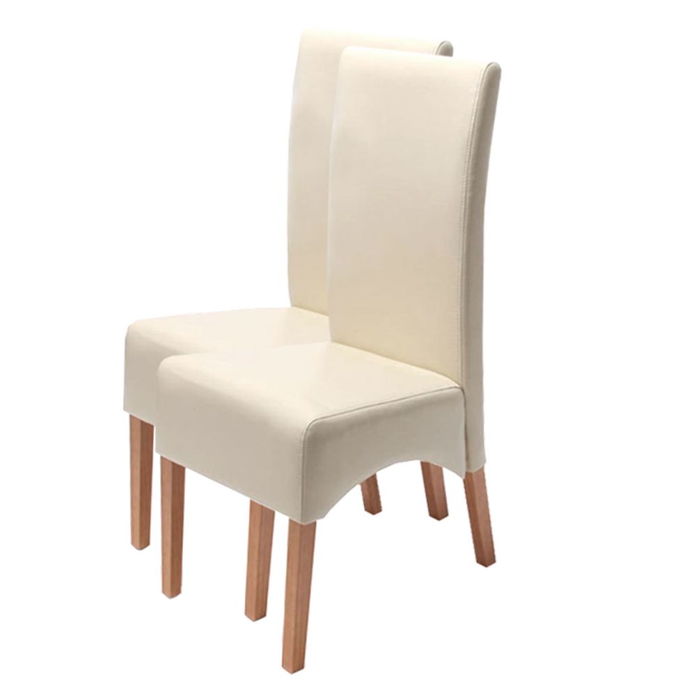 Mendler - Lot de 2 chaises Latina, salle à manger, cuir reconstitué ~ couleur crème, pieds clairs - Chaises