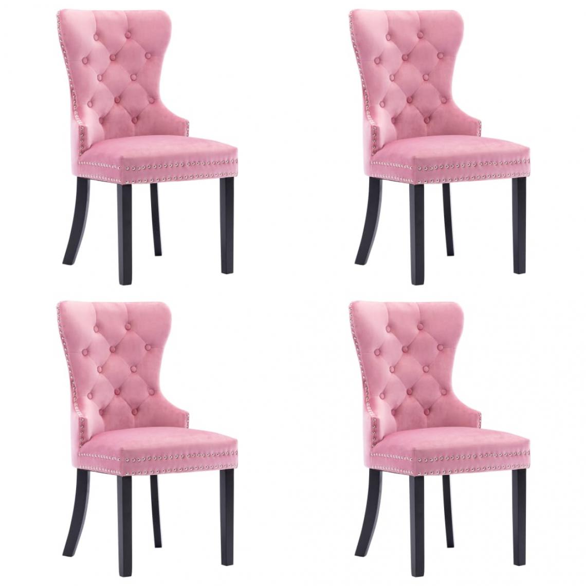 Decoshop26 - Lot de 4 chaises de salle à manger cuisine design classique velours rose CDS021921 - Chaises