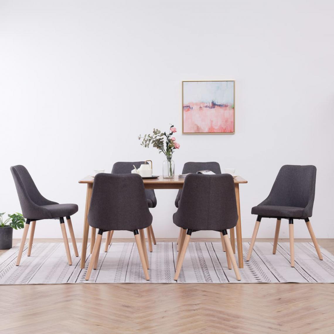 Icaverne - Inedit Fauteuils et chaises selection Oulan-Bator Chaises de salle à manger 6 pcs Gris foncé Tissu - Chaises
