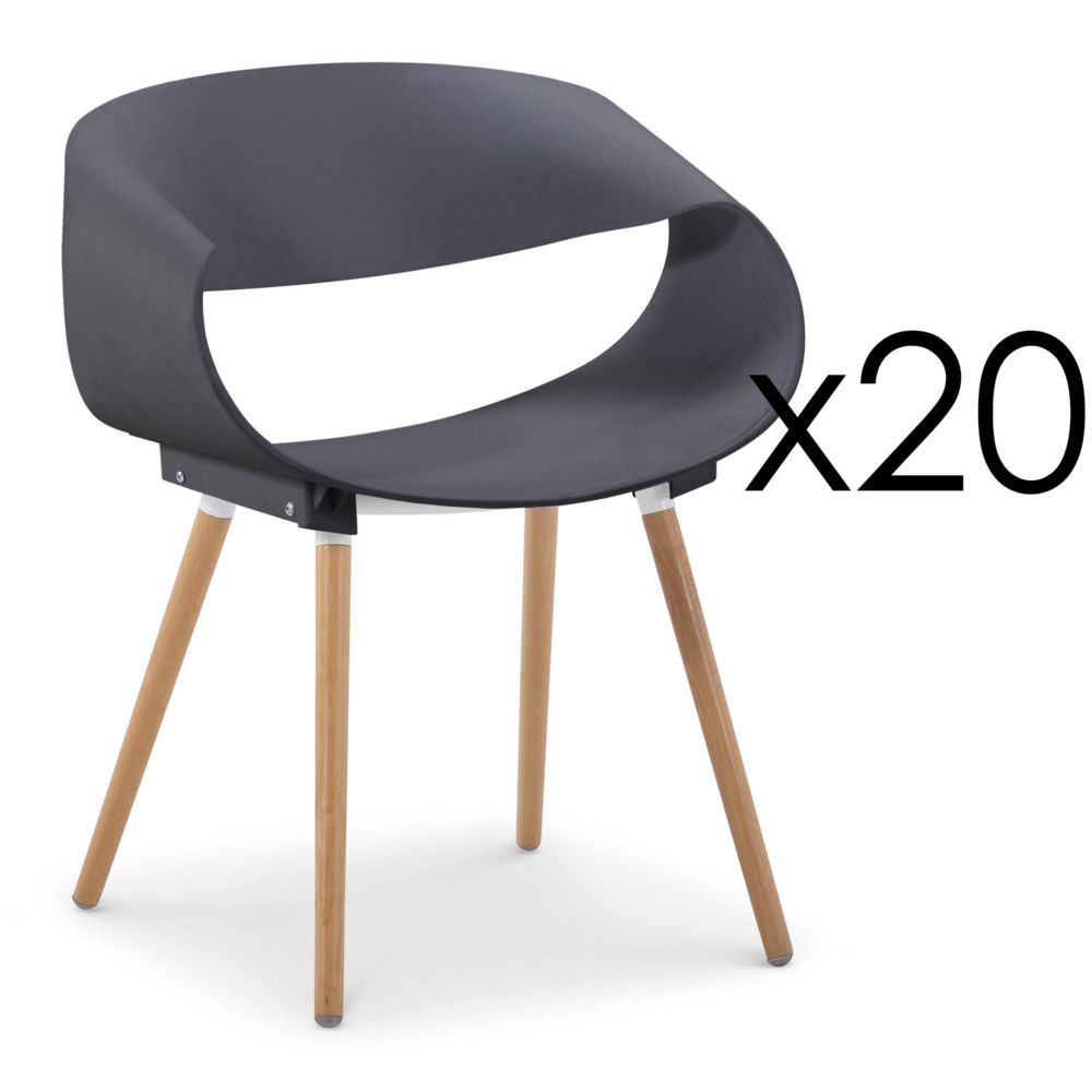 MENZZO - Lot de 20 chaises scandinaves design Zenata Gris - Chaises
