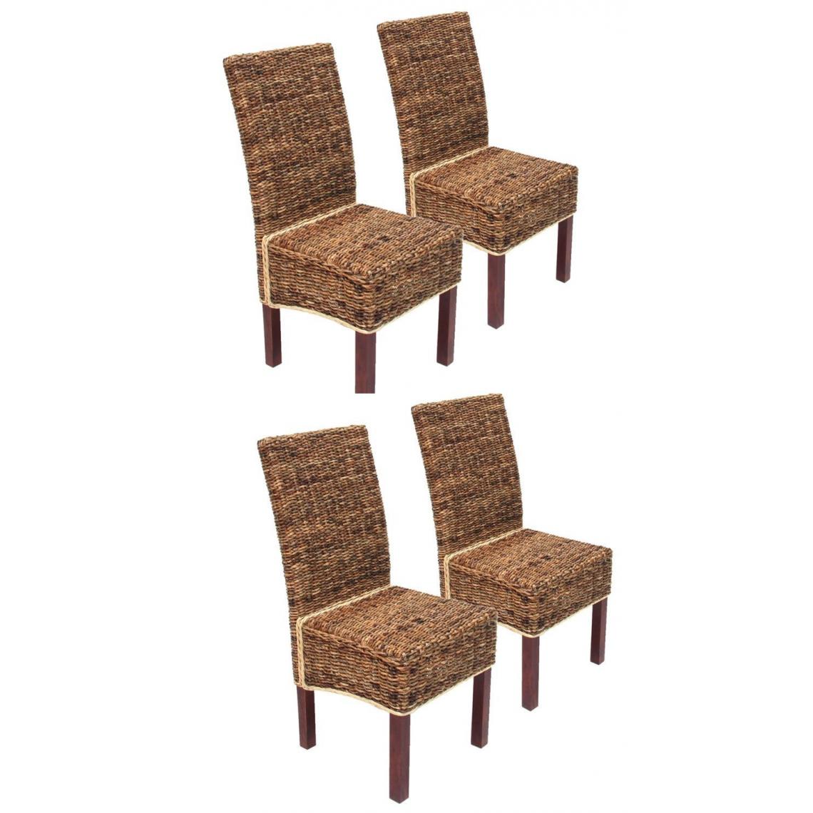 Decoshop26 - Lot de 4 chaises en rotin banane tressée pieds marron CDS04102 - Chaises