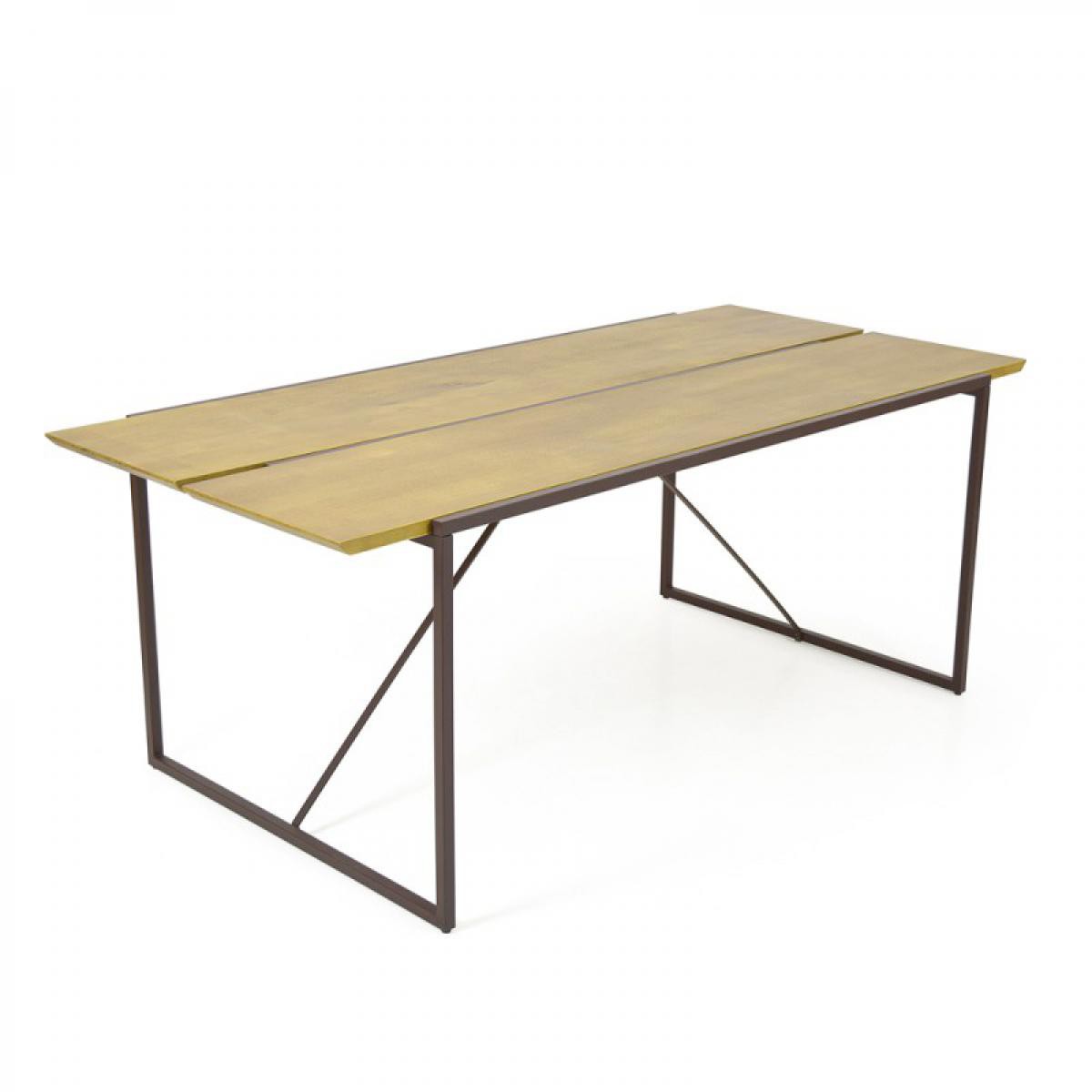 Meubletmoi - Table de repas 195 cm en pin et métal marron - LINEA - Tables à manger