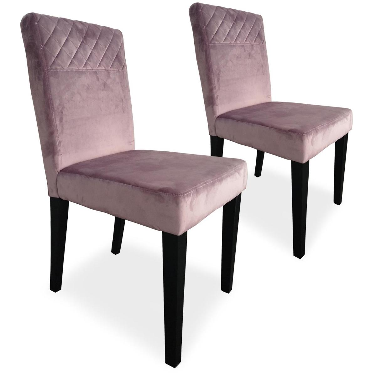 MENZZO - Lot de 2 chaises matelassées Milo Velours Rose - Chaises