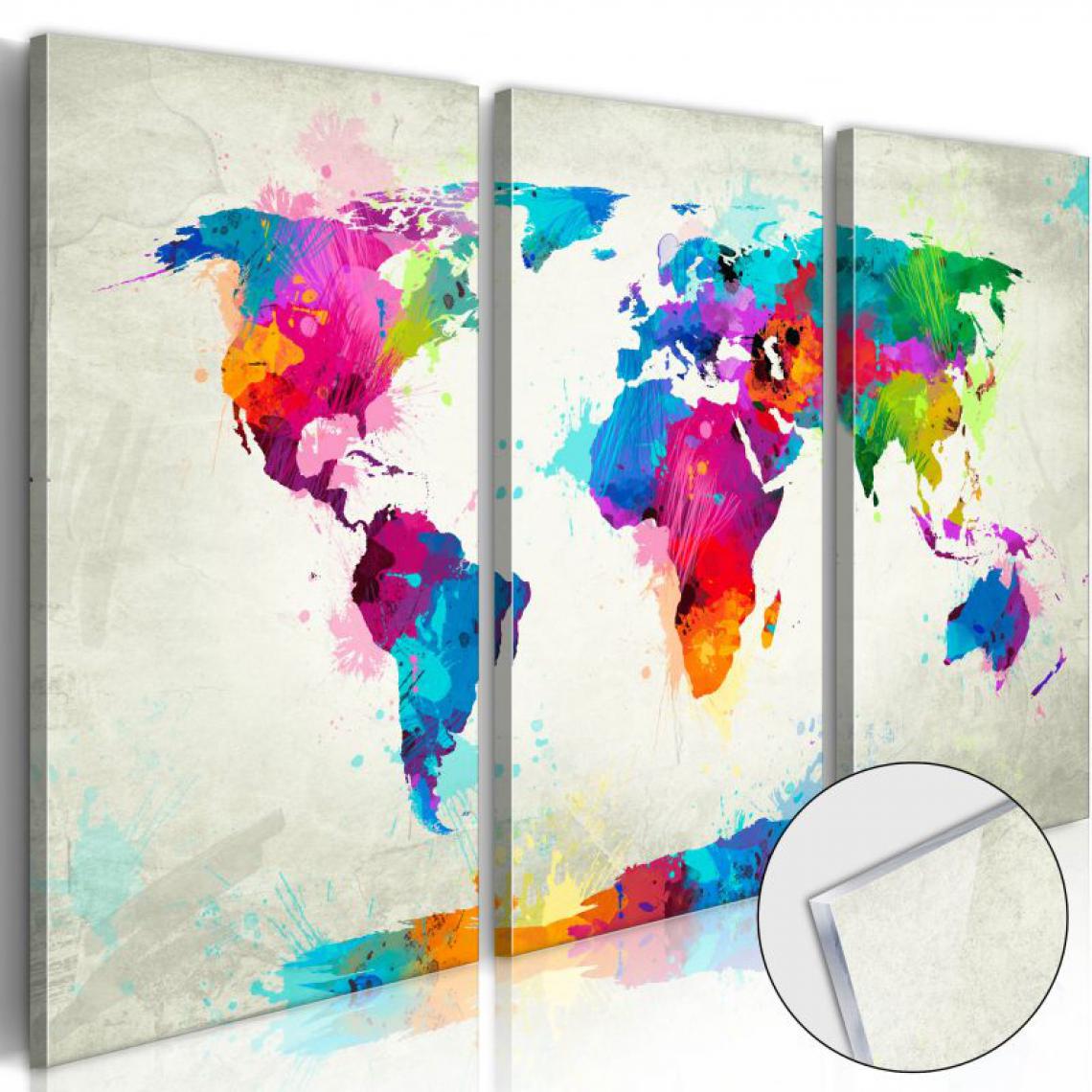 Artgeist - Tableau sur verre acrylique - World Map: An Explosion of Colours [Glass] .Taille : 60x40 - Tableaux, peintures